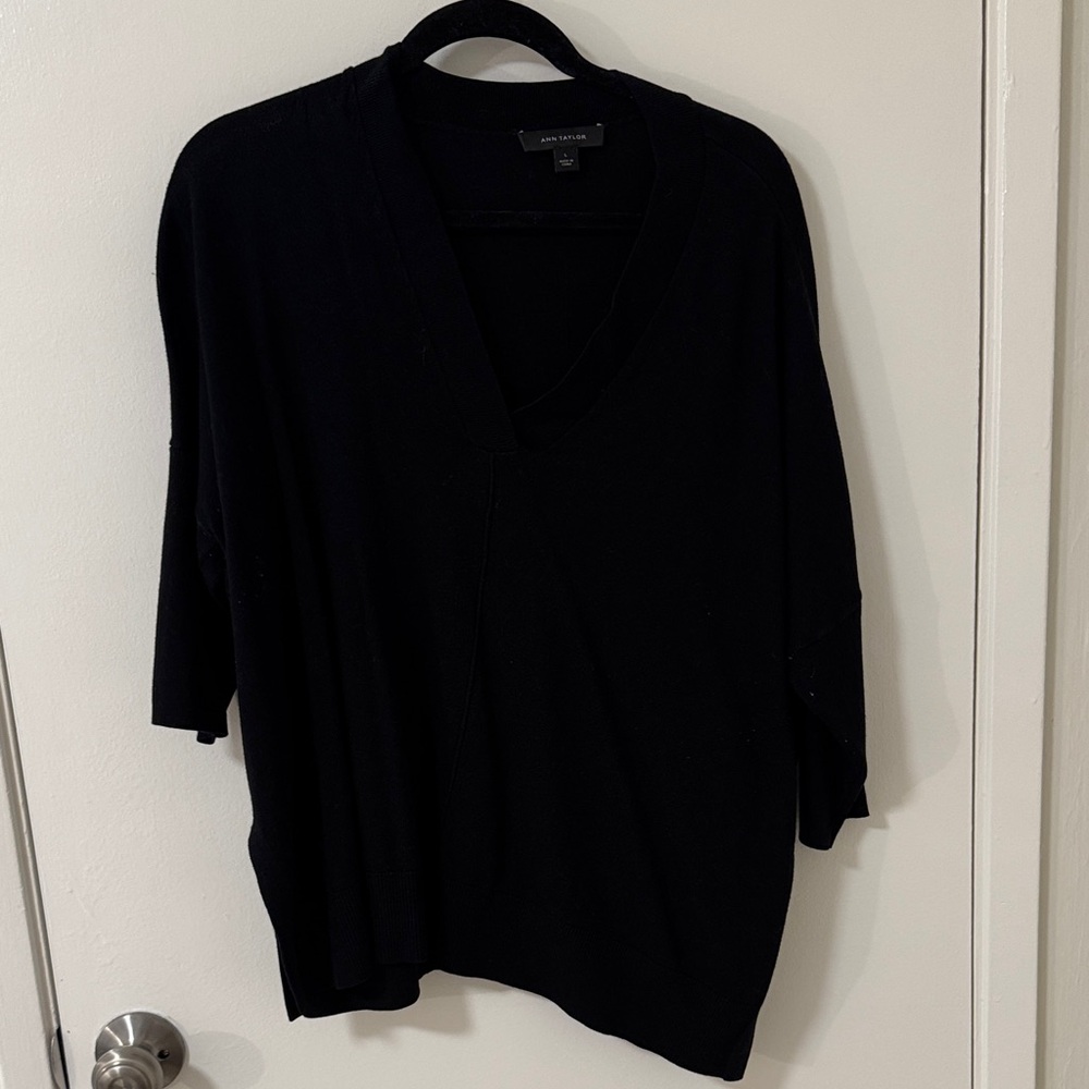Ann Taylor Black V-Neck Blouse